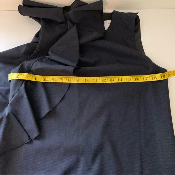 RED Valentino Navy / Black Pattern Ruffle Wool Dress, US 6